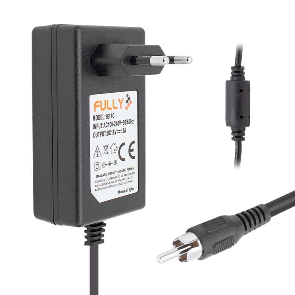 O-1614C - 16V 2A RCA Pin Santral Adaptör