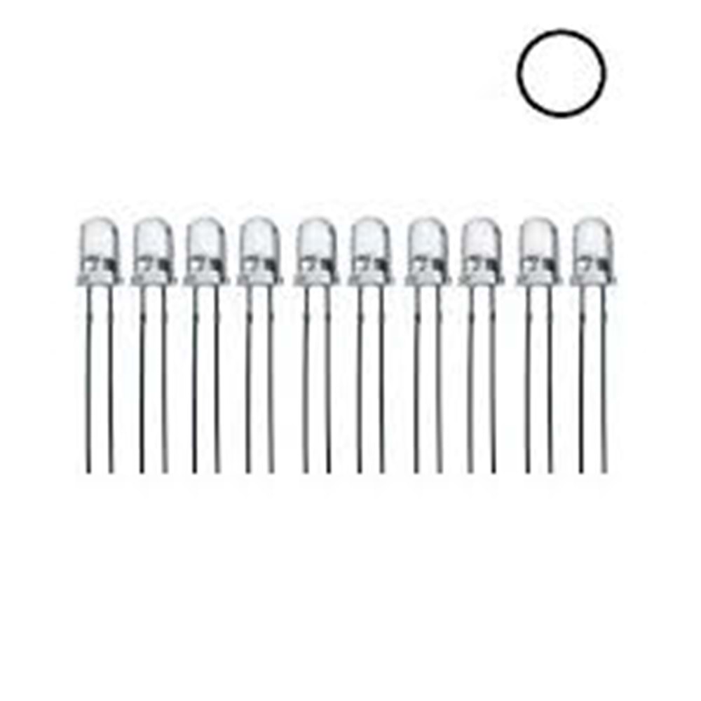 5mm Beyaz Mantar Led 10 Adet