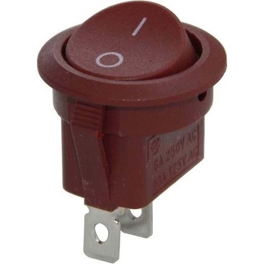 IC-133C Yuvarlak Isıksız Anahtar ON-OFF 2P Kahverengi