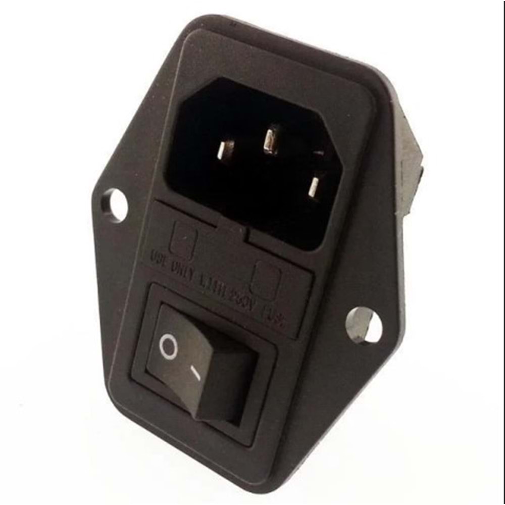 IC-214 Power Soket Erkek Anahtarli + Fuseli Kulakli