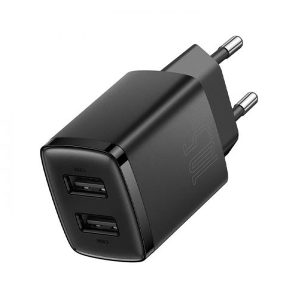 Compact Dual USB Çıkışlı 10.5W Hızlı Şarj Cihazı Siyah