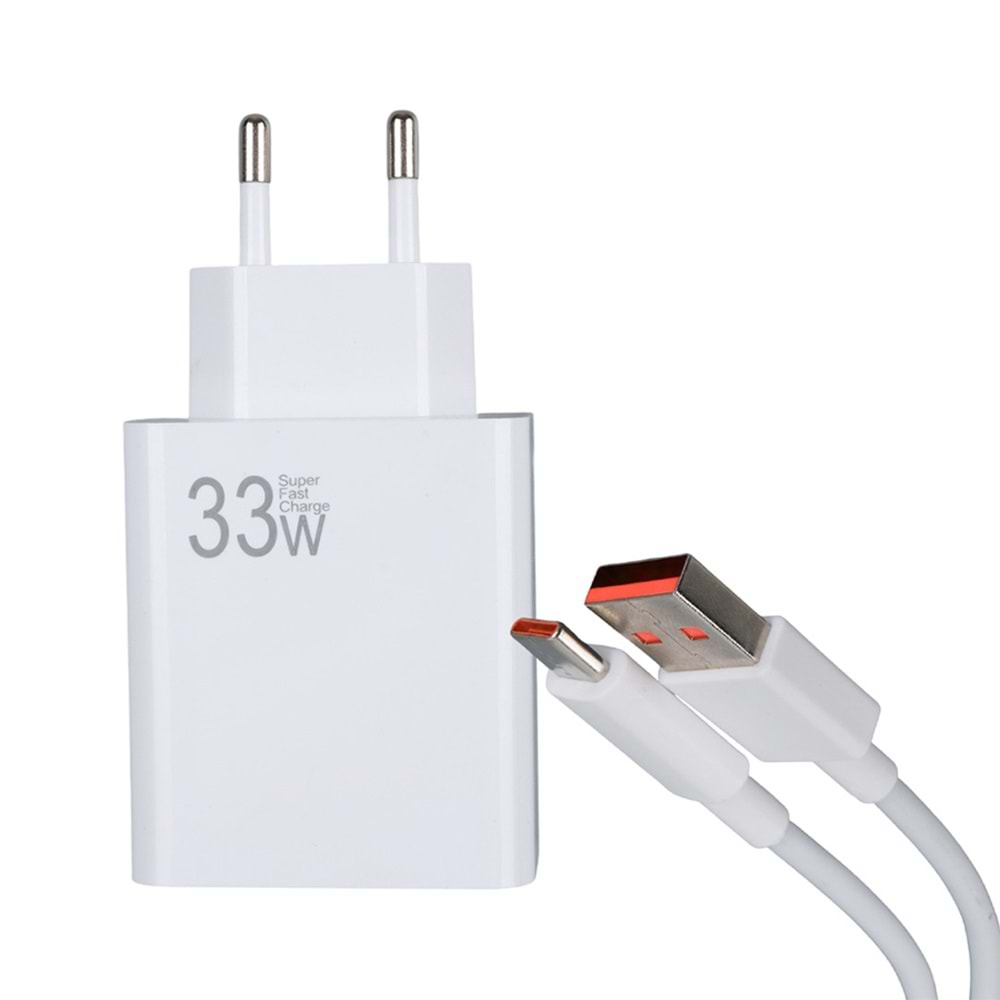 WK-27876 M11 33W TURBO USB ŞARJ BAŞLIK ADAPTÖRÜ + TYPE-C KABLO