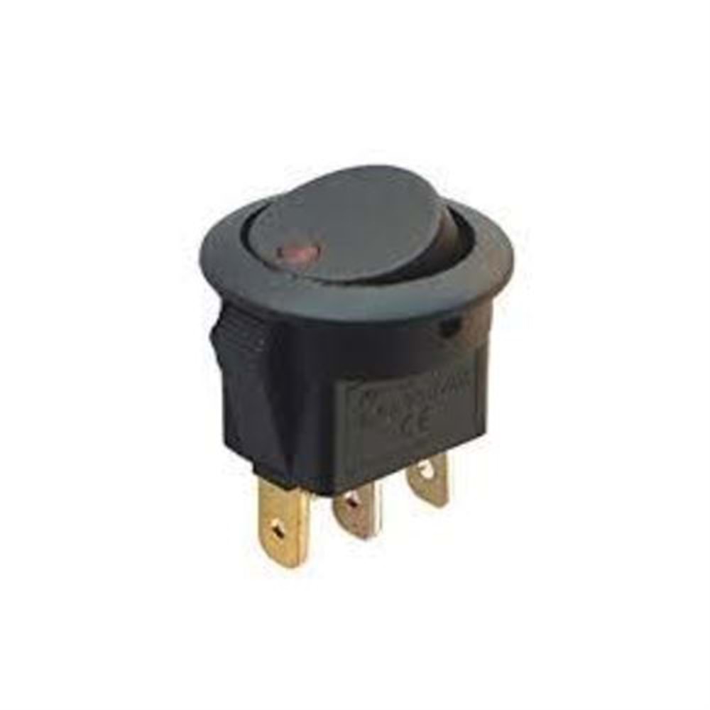 IC-132A Yuvarlak Işıklı 3 Pin 12V On-Off Anahtar