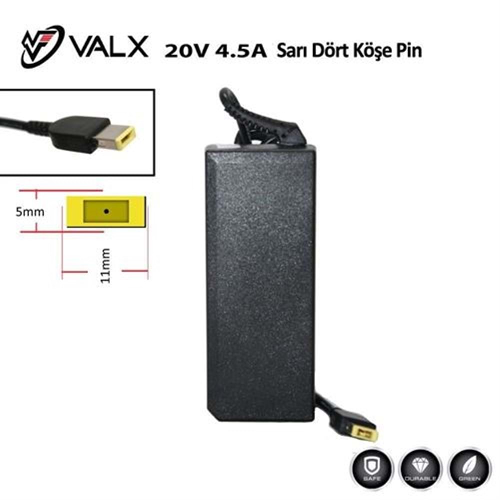LA-20075 20V 4.5A 90w Sarı Dörtköşe Pin Notebook Adaptör
