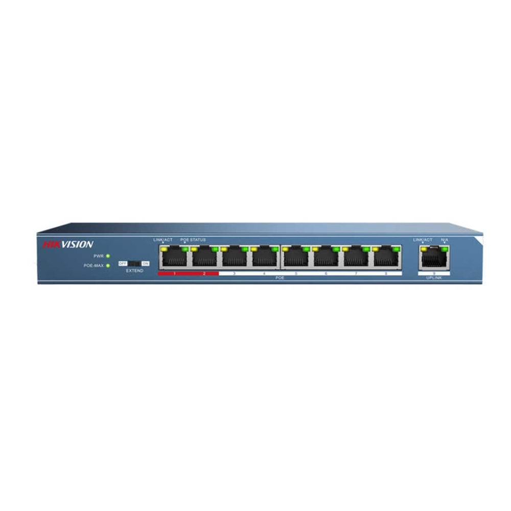 DS-3E0109P-E/M 9 Port 10/100 Yönetilemez 8 Port PoE 60watt