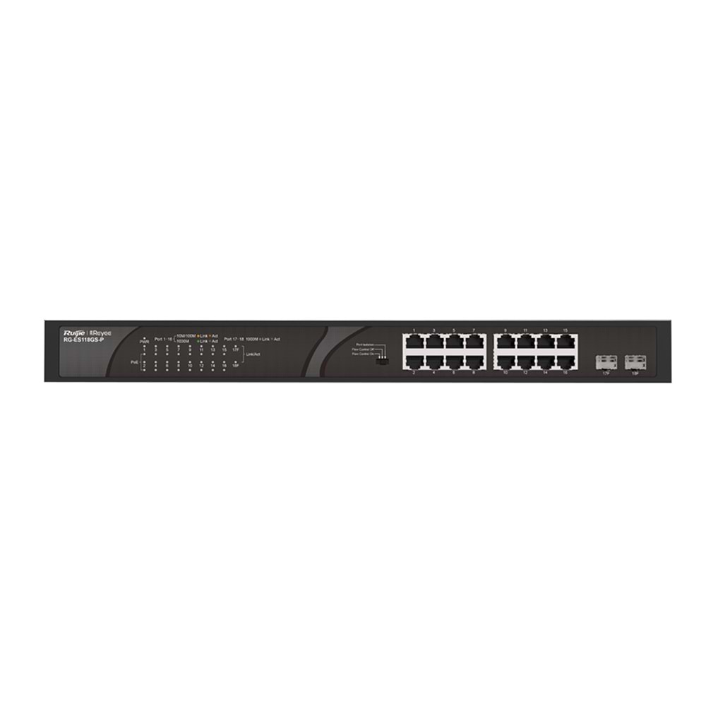 RG-ES118GS-P 16 x 10/100/1000 Base-T PoE/PoE+ 2xSFP Switch