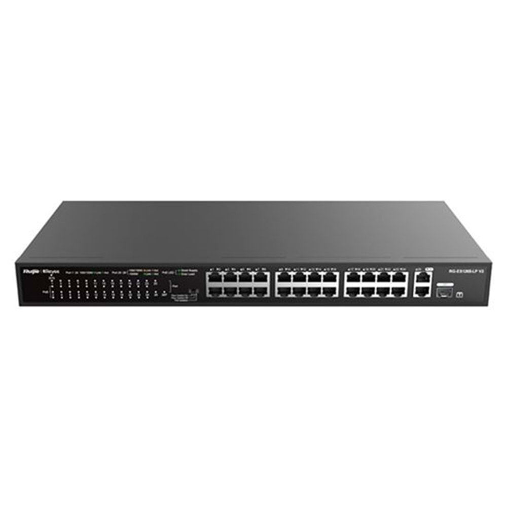 RG-ES126S-LP 24x10/100 Base-T PoE/PoE+ 1x10/100/1000 Base-T Uplink Port 1xSFP/RJ45 Combo Switch