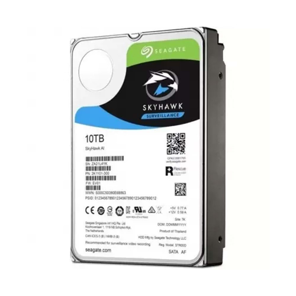 10TB SEAGATE 3.5 SKYHAWK SATA 7200RPM 256MB 7/24 GUVENLIK ST10000VE001