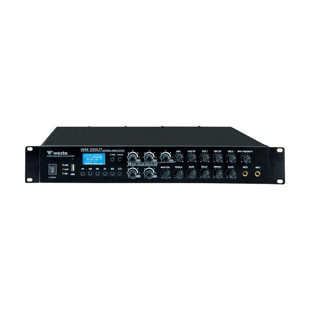 WM-250UT WESTA MIXING AMPLIFIER 250WATT/100VOLT, 6 ZONE