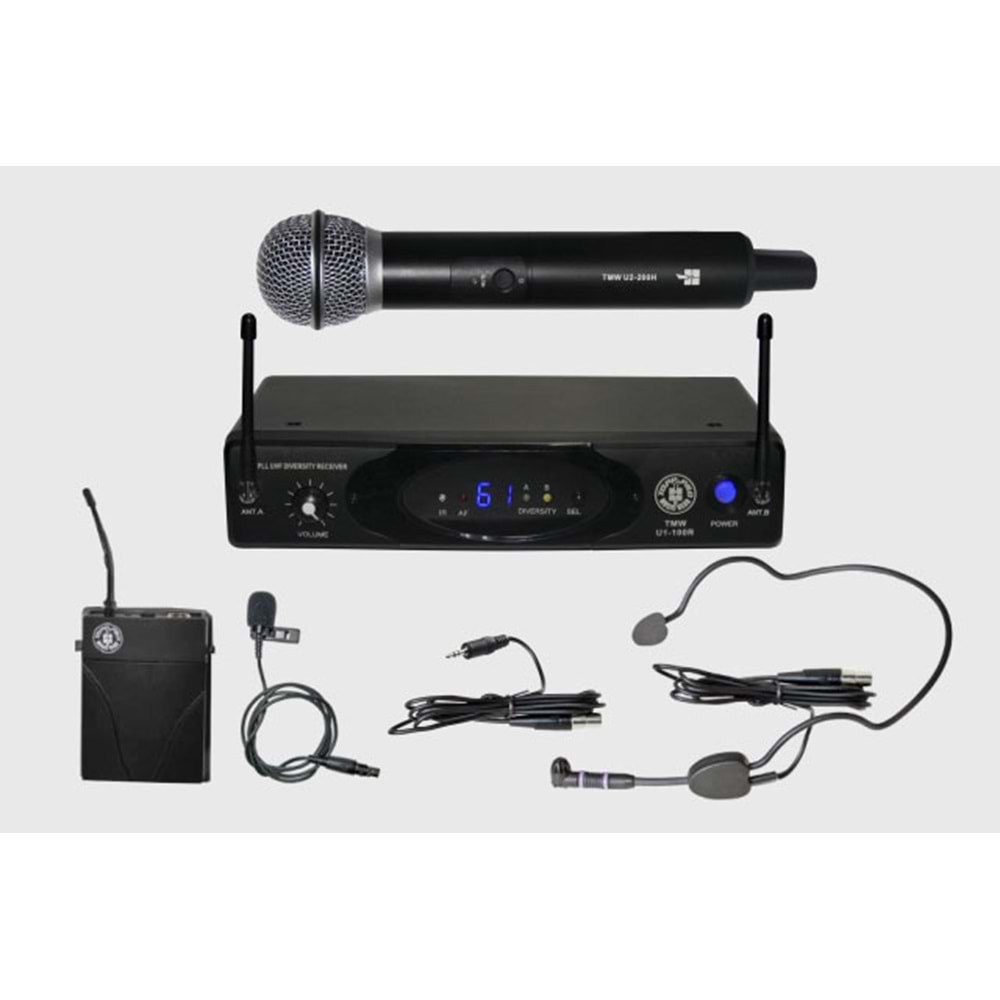 TMW U1-100RLTHSGT TOPP PRO UHF TEK KANAL, 1XHEADSET- 1X LAVALIER MİK.