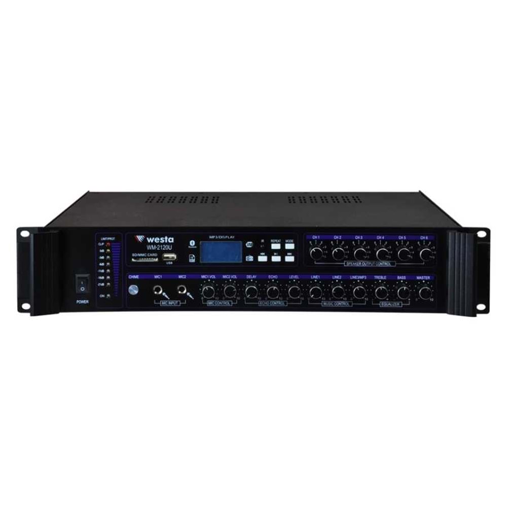 WM-2120U 6 Bölgeli 120W 100V WESTA MIXING AMPLIFIER