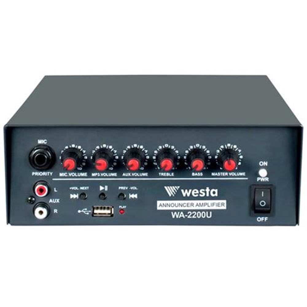 WA-2200U 200W/4 Ohm 12V Araç Tipi Mikser Amfi