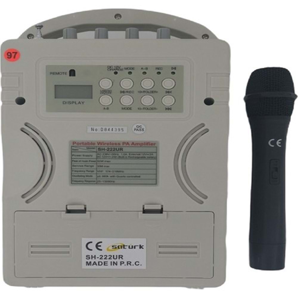 SH-222UR USB Kablosuz Mikrofonlu Taşınabilir Hoparlör