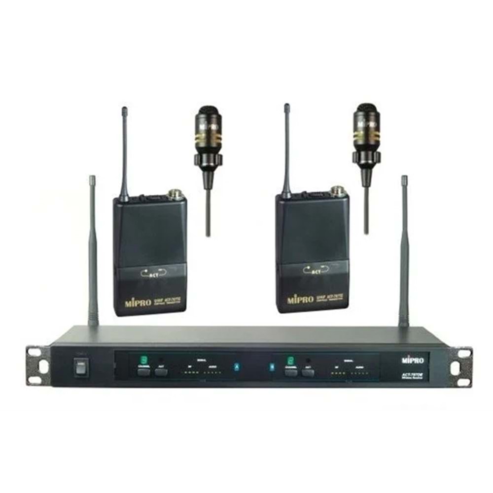 ACT 707 DE Telsiz Mikrofon Seti UHF - Yaka+Yaka Mikrofon