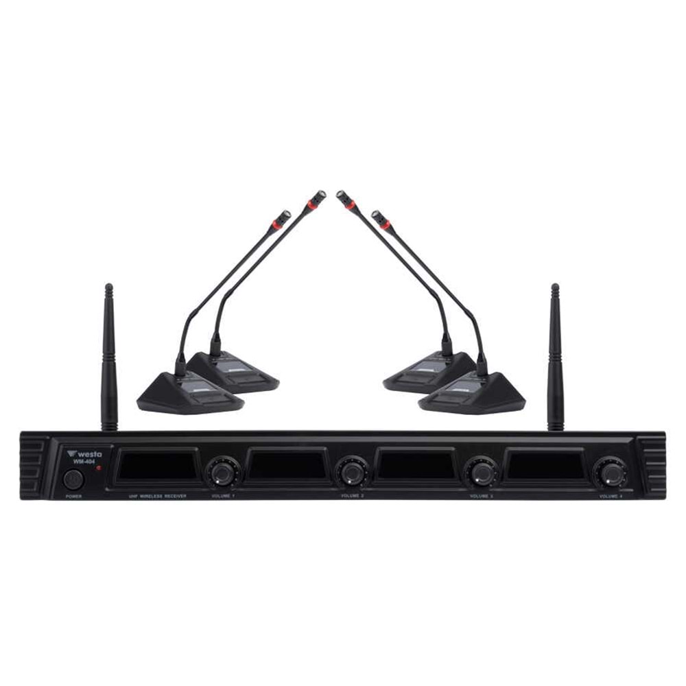 WM-404C 4'lü UHF Telsiz Kürsü Mikrofon Seti