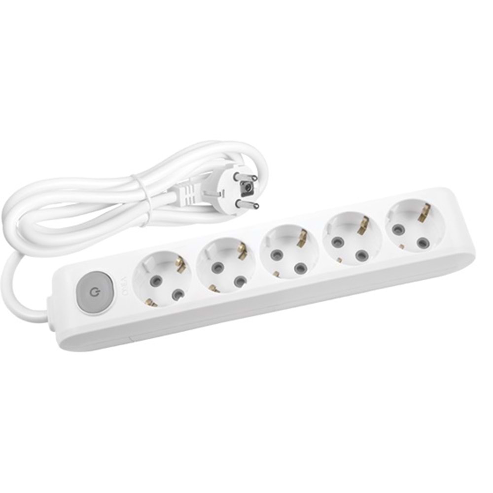 AU52A Beşli Topraklı Priz Anahtarlı 2 Metre