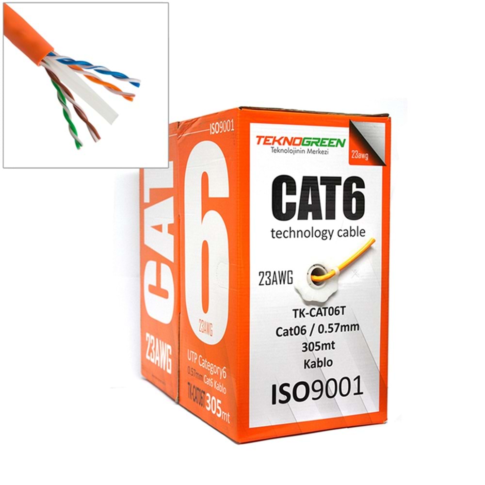 TK-CAT06T 305m Cat6 0.57mm CCA Kablo ( Turuncu )