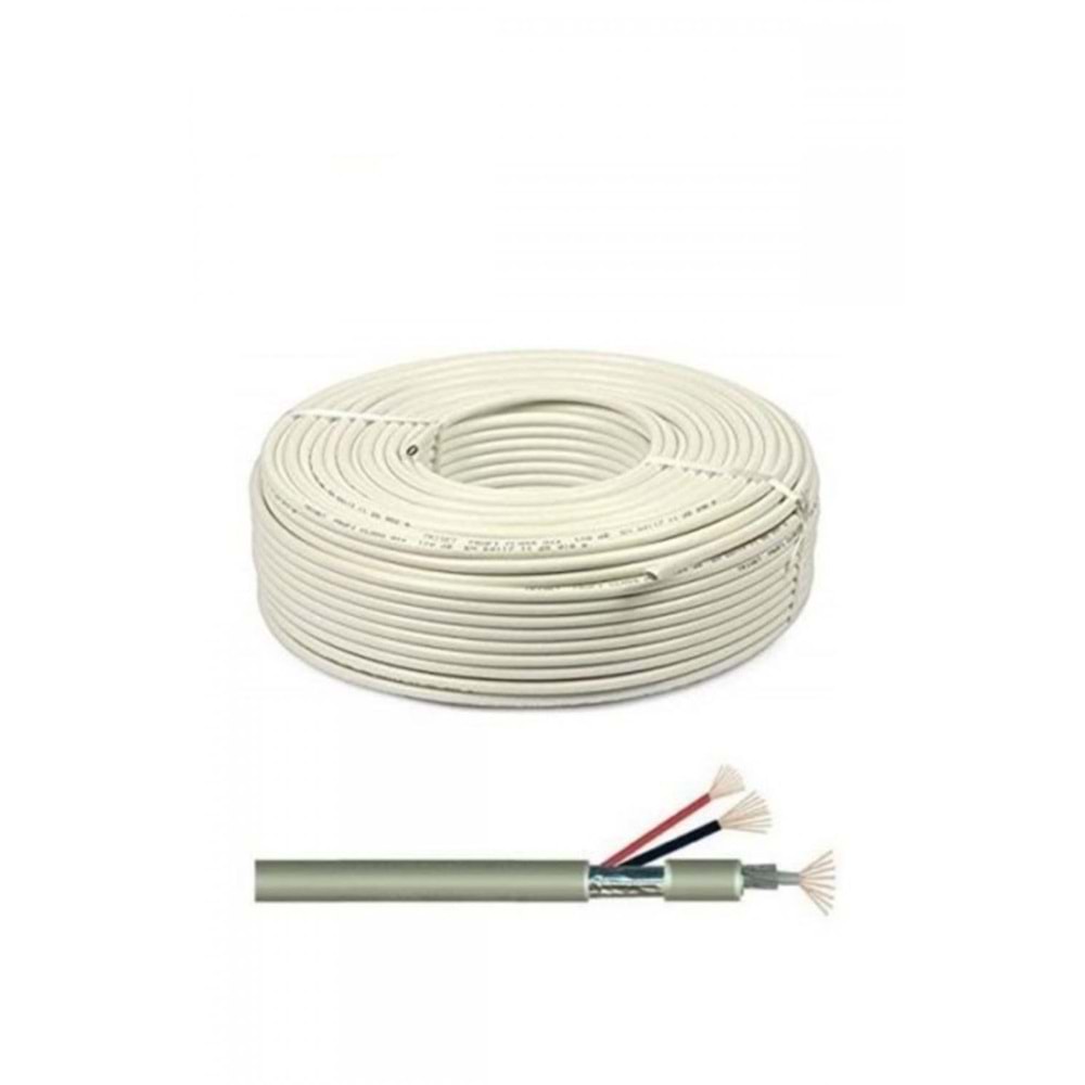 CCTV U/2 2+1(2x0.50)mm² Bakır Koaksiyel Kamera Kablosu - 100 Metre