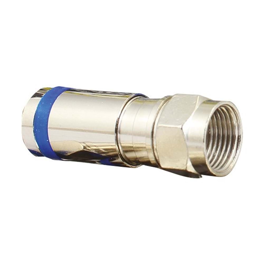 PM-6197 RG6 F Konnektör Digiturk Sıkmalı Mavi Çizgili