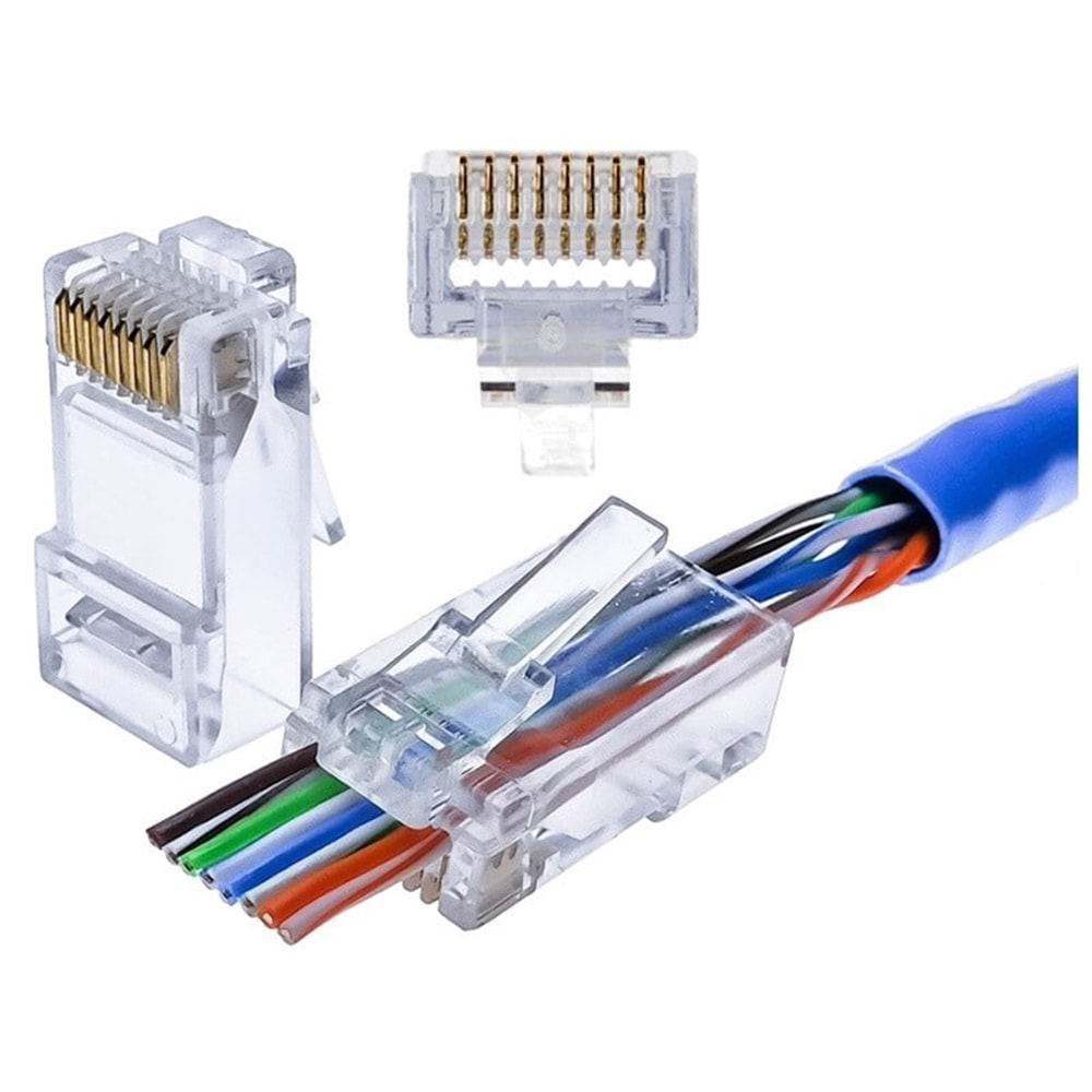 F0811 Cat6 EZ/Delikli Plug - 100 Adet