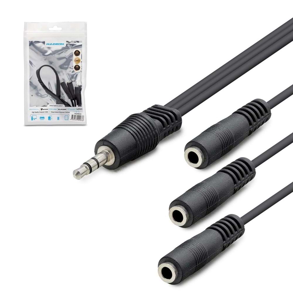 HDX1023 Erkek AUX to 3*AUX Dişi Kablo 30cm