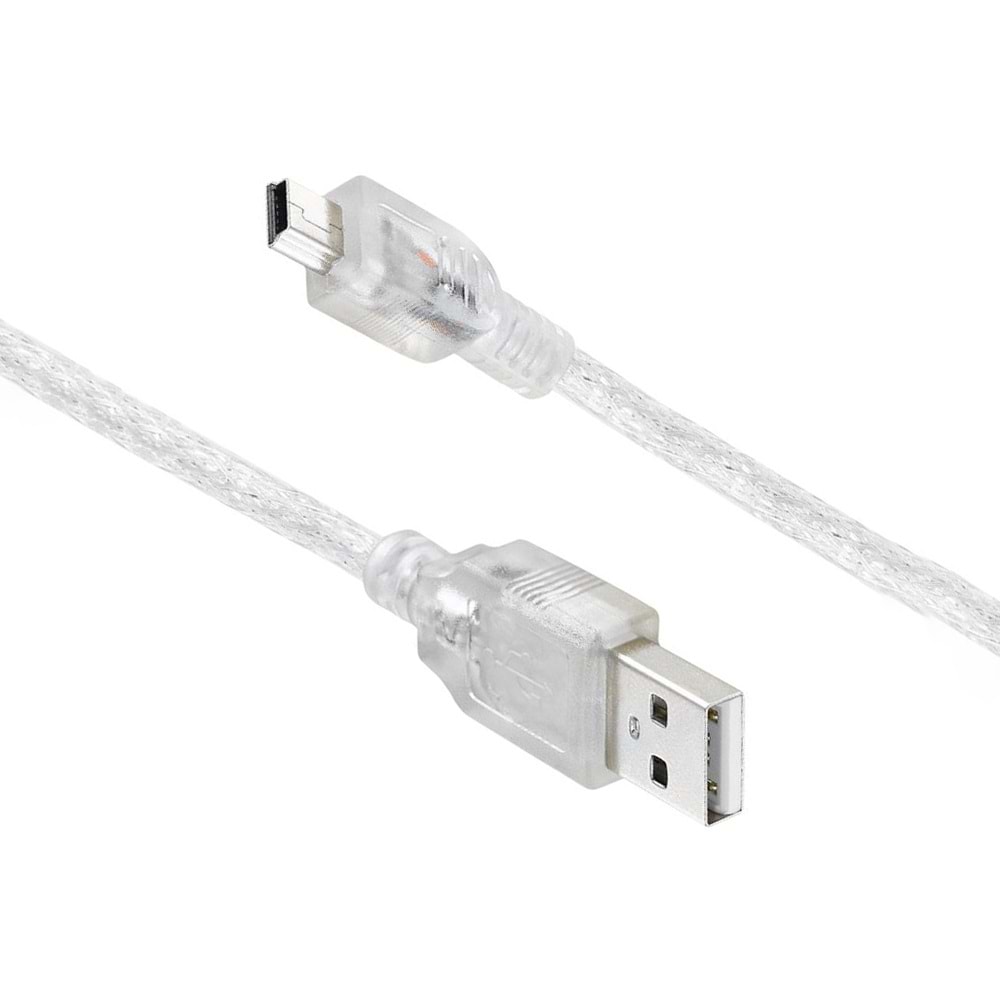 PM-16731 USB 2.0 Şeffaf Usb 5 Metre Mini 5 Pin Kablo
