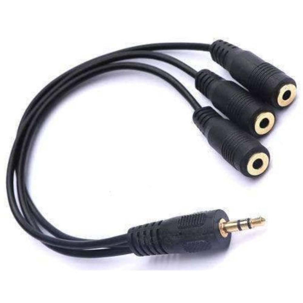 FK3530 3.5mm Stereo Erkek-3*3.5mm Stereo Dişi 30cm Kablo