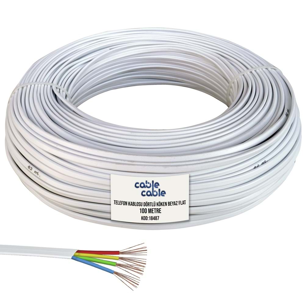KAB-444T 4'lü Beyaz Flat Kablo