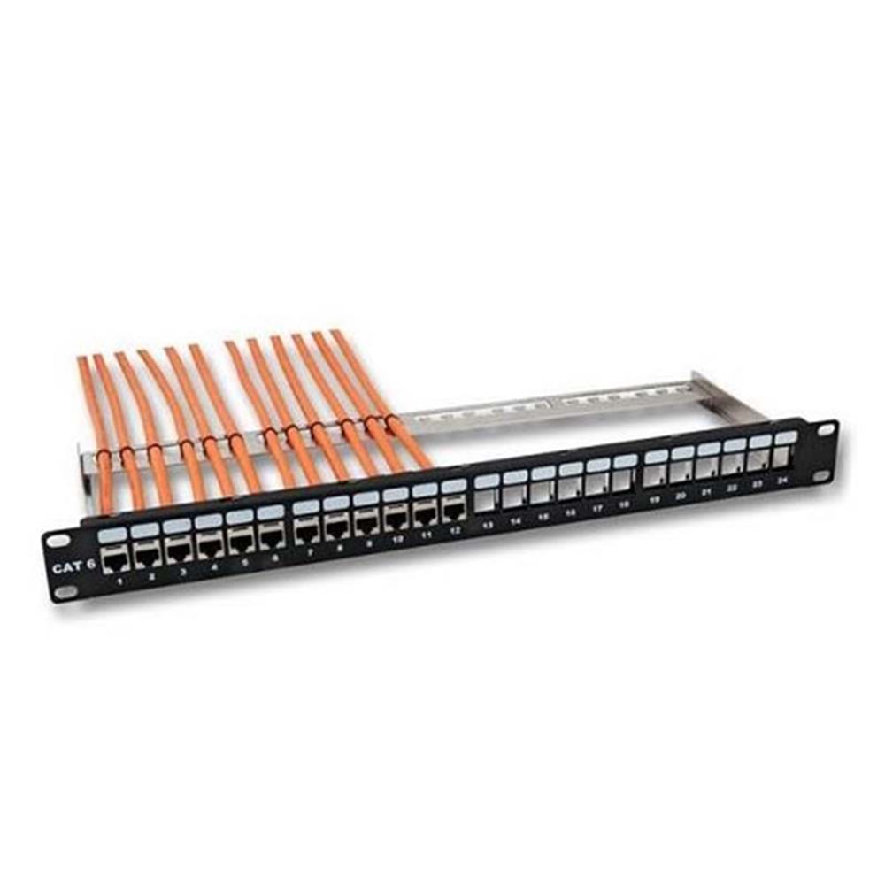 PP-UB24-3824L 1U 24 Port Boş Cat6 Patch Panel