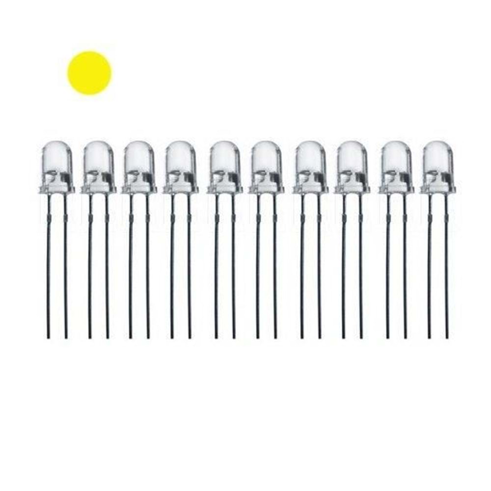 5mm Sarı Mantar Led 10 Adet