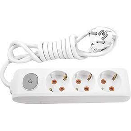 VİKO 3'LÜ TOPRAKLI PRİZ 3 M ANAHTARLI Ç.K.