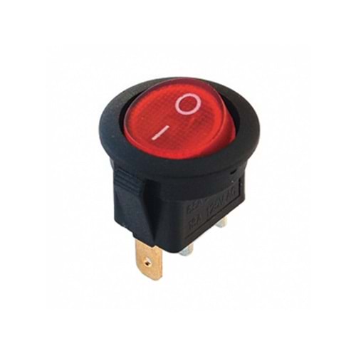 IC-131A 12 Volt Yuvarlak Işıklı Anahtar On/Off 3P