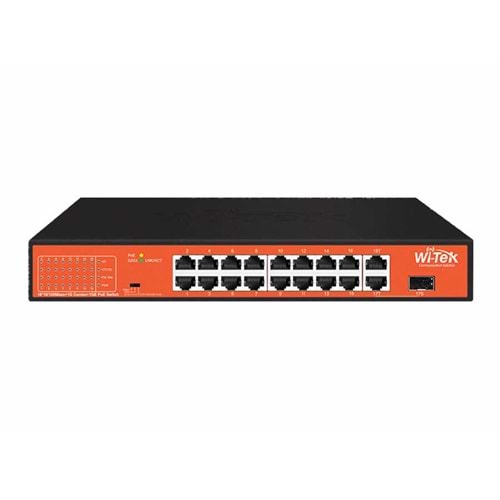 WI-PS518GH 16FE+1GE+1Combo SFP+Watchdog+150W+250M PoE Switch
