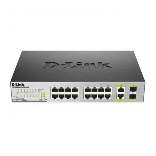 DES-1018P 16 PORT 10/100 (8 PORT POE)+2XGIGABIT SFP/RJ45 COMBO 80W POE SWITCH
