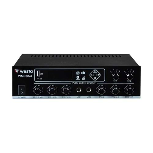 WM-605U 2 Bölge 100W/100V Mixer Amfi