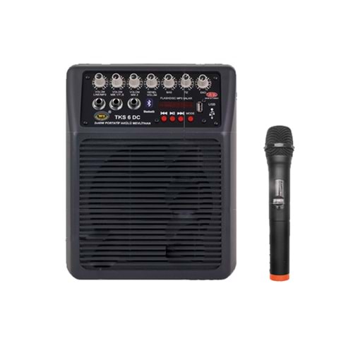 TKS 6 DC Portatif 2x40W Mevlüt Amfisi + 1 El Telsiz Mic.