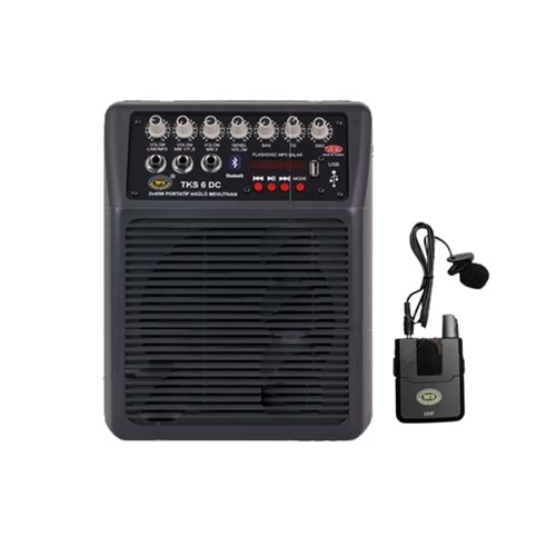 TKS 6 DC Portatif 2x40W Mevlüt Amfisi + 1 Yaka Telsiz Mic.