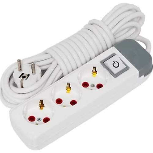 AU35A Üçlü Topraklı Priz Anahtarlı 5 Metre