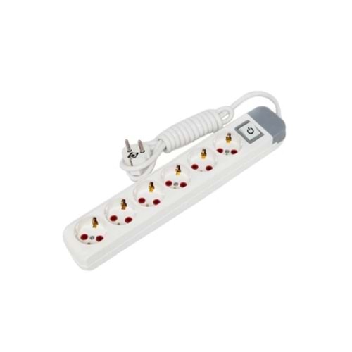 AU63A Altılı Topraklı Priz Anahtarlı 3 Metre