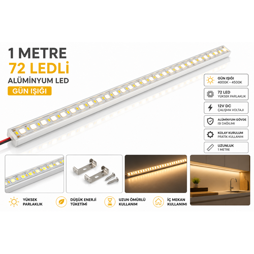 1mt 72 Ledli Alüminyum Led Günışığı
