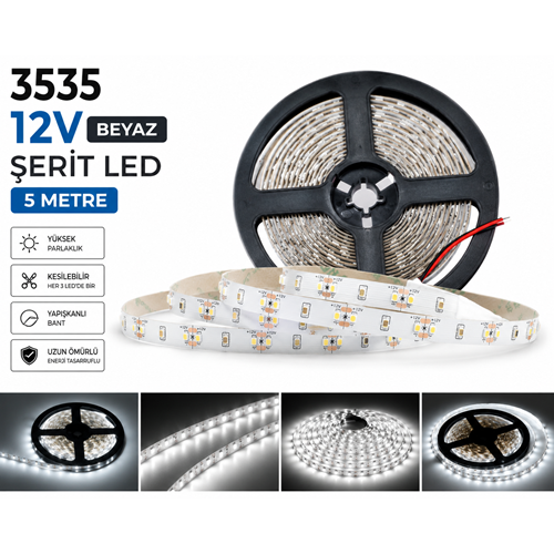 3535 12V Beyaz 5mt Şerit Led