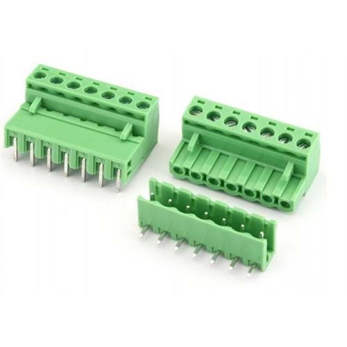 7 Pin 90° Erkek Klemens Yeşil 5.08mm