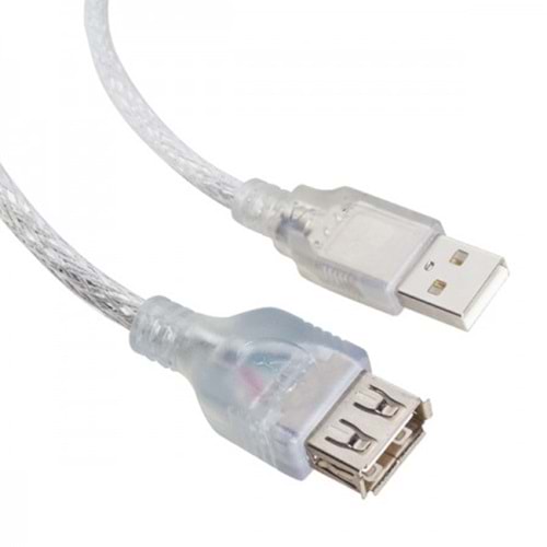 1568 1.5 Mt. Şeffaf USB Uzatma Kablosu
