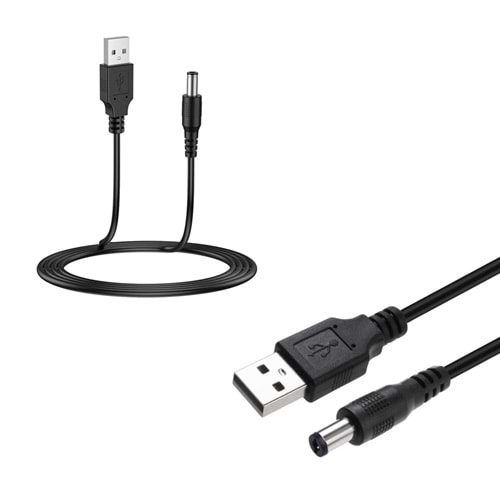 USB Erkek - 5.5x2.5mm Jak Dönüştürücü Kablo 80cm