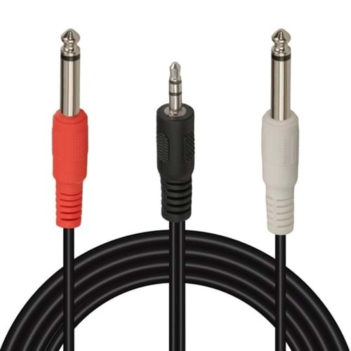 PM-13934 3.5mm Stereo Erkek - 2*6.3mm Mono Erkek Kablo 5mt