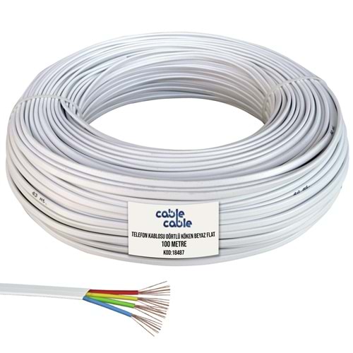 KAB-444T 4'lü Beyaz Flat Kablo