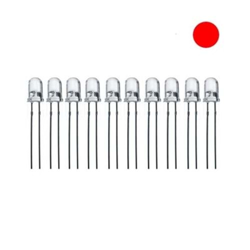 5mm Kırmızı Mantar Led 10 Adet