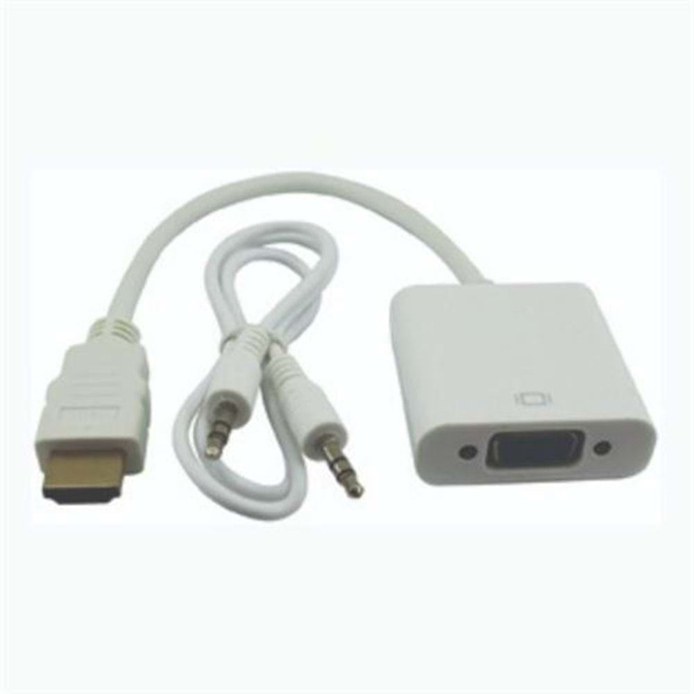 BM-001 HDMI-VGA Dönüştürücü - Ses'li - Beyaz