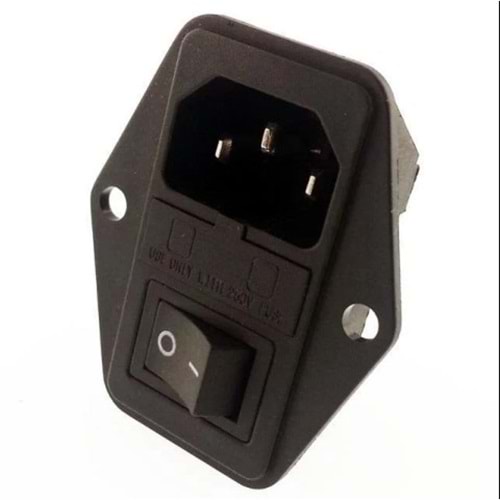 IC-214 Power Soket Erkek Anahtarli + Fuseli Kulakli