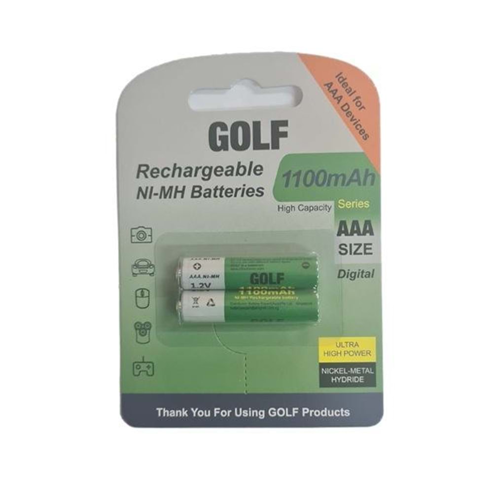 GOLF-1110AAA 1100mAh AAA Şarjlı Kalem Pil